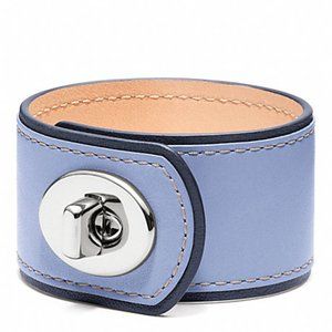 Coach Light Blue/Navy Leather Turnlock Bracelet